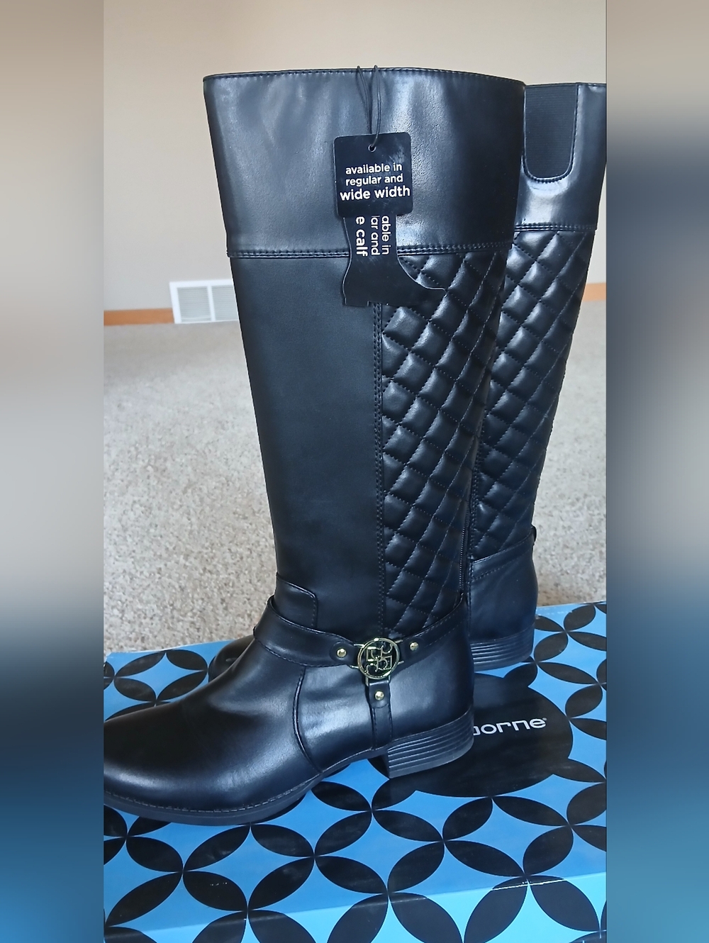 Liz Claiborne Black Quilted Riding Boots
